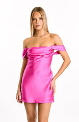 Zoella Hot Pink Off The Shoulder Mini Dress