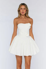 Mysterious Rose Strapless Mini Dress White