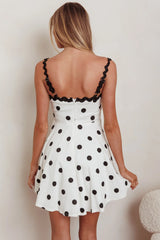 Won Me Over Polka Dot Ric Rac Mini Dress White