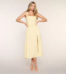 Brunch Booked Linen-Blend Midi Dress