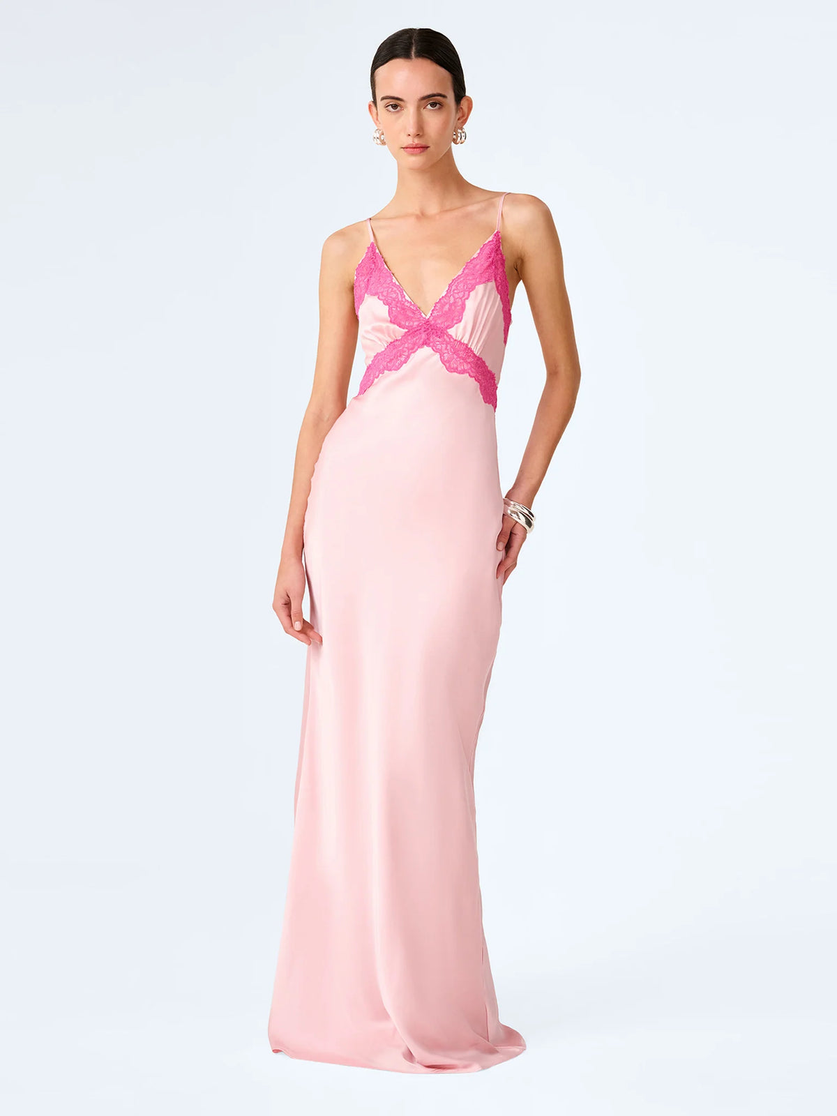 Drew Maxi Dress in Veiled Pink/Pink Yarrow Lace