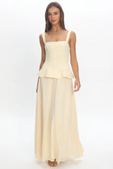 Sweet Tooth Peplum Maxi Dress Butter Yellow