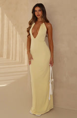 Cute Without Apology Halter Maxi Dress Lemon