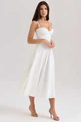 white stretch cotton midi sundress