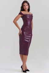 mulberry vegan leather corset dress
