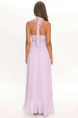 Luella Textured Halter Split Maxi Dress Lilac