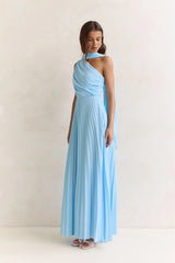 Main Muse Plisse One Shoulder Maxi Dress Blue