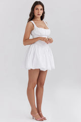 white cotton tulle mini dress
