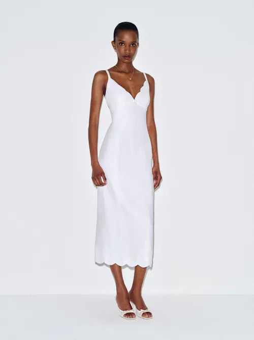 Sara Linen Dress In White