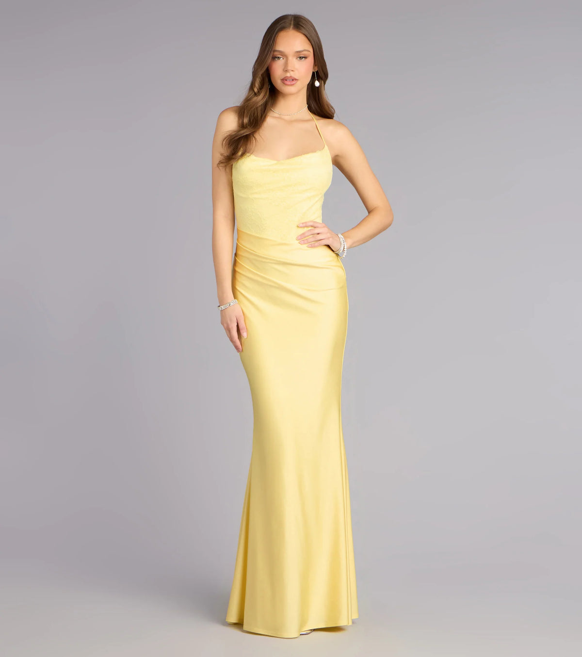 Ashlee Lace Halter Mermaid Formal Dress