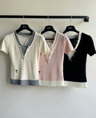 CD Lace Knitted Top Wool
