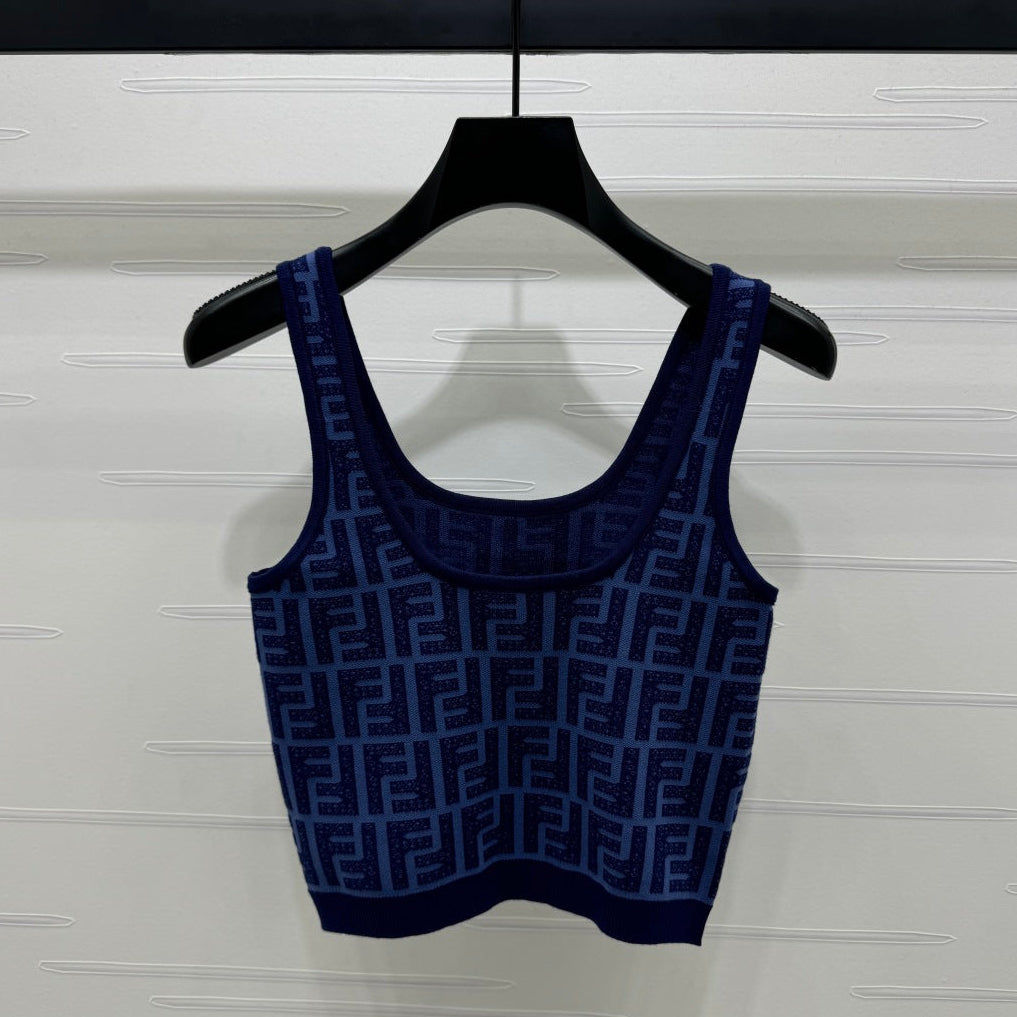 Fendi 25 Blue Knit Crop Top