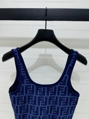 Fendi 25 Blue Knit Crop Top