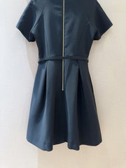CD 25 Round Neck Raglan Sleeve Dress Black Polyester