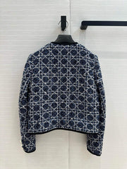 CD 25 Round Neck Suit Small Jacket Blue Cotton Silk