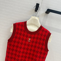 CD 25 Knitted Vest Top Red Wool Cashmere