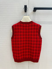 CD 25 Knitted Vest Top Red Wool Cashmere