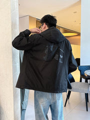 Burberry Men's Hooded Jacket Black Nylon Fabric