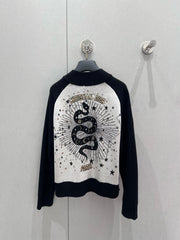 CD 25 Round Neck Cardigan Black White Cashmere 210860