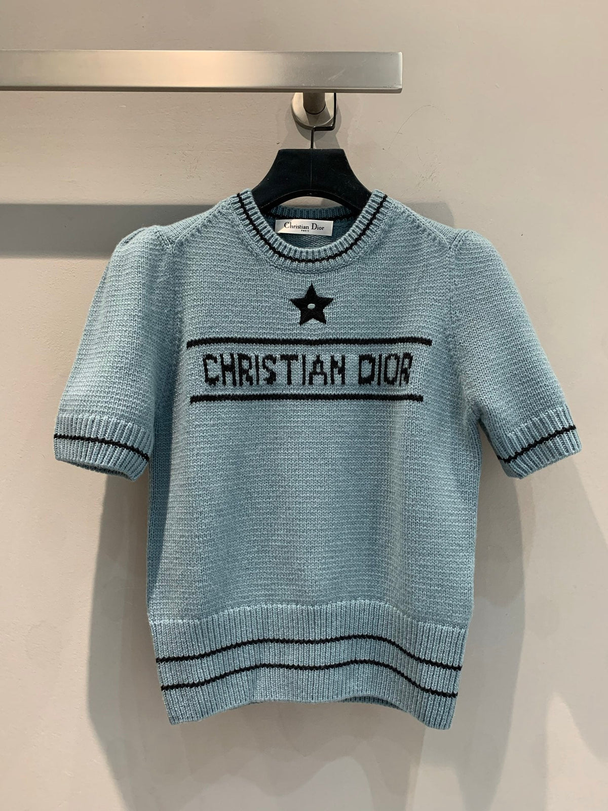 CD 25 Lucky Star Knit Top Blue-green Sheep wool