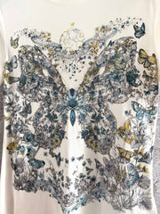CD Butterfly T-shirt White mix colors Cotton Linen