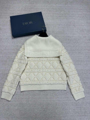 CD Plaid Knitted Jacket White Wool