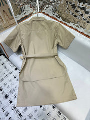 Fendi 25 Short-sleeved Dress Beige Cotton