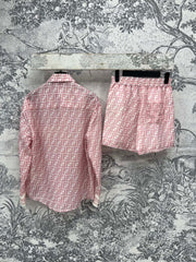 Fendi 25 double F shirt suit Pink Polyester fiber