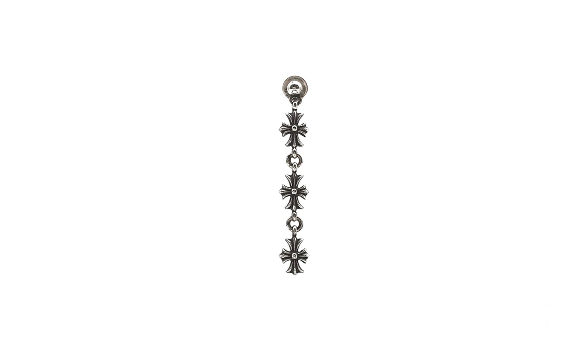 Tiny E Plus 3 Link Earring Drop Single Earring - Silver CHRM0669