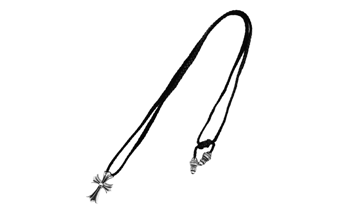 Cross Leather Braids Necklace Silver CHRM0909