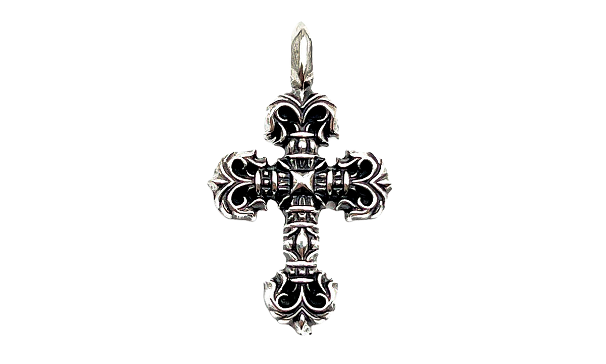 Filigree Cross Pendant With Ballchain Silver CHRM0803