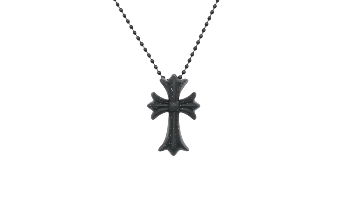 Silicone 30 Necklace Black Glitter CHRM0469